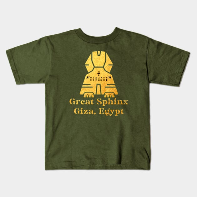F&B Printer- Great Sphinx: Giza, Egypt Kids T-Shirt by Da Vinci Feather